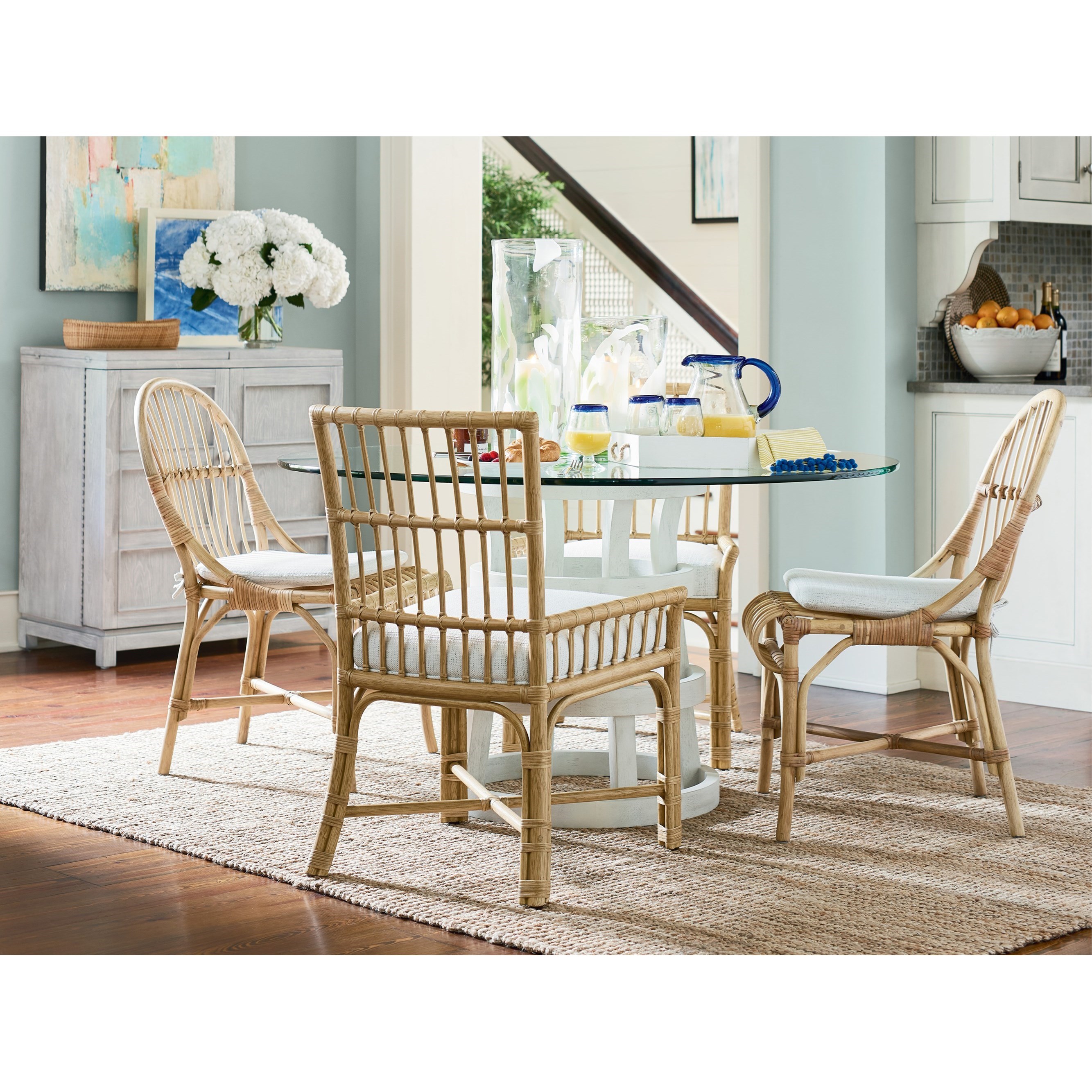 Universal Escape 833656A Coastal Round Dining Table with Glass